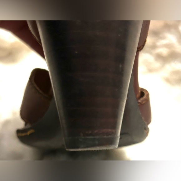 Born Chenille brown leather strappy slingback heel sandals women’s size 8M - Picture 14 of 16